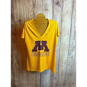 Minnesota Gophers Faux Rhinestones Women's V-neck Tshirt New without Tags Size L